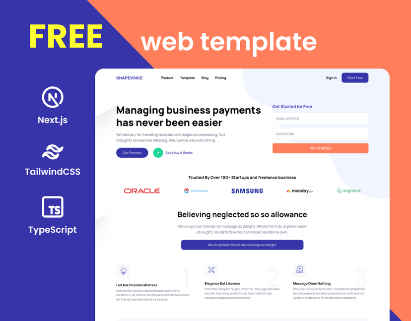 Sapevoice | FREE Landing page template | NextJS - TailwindCSS